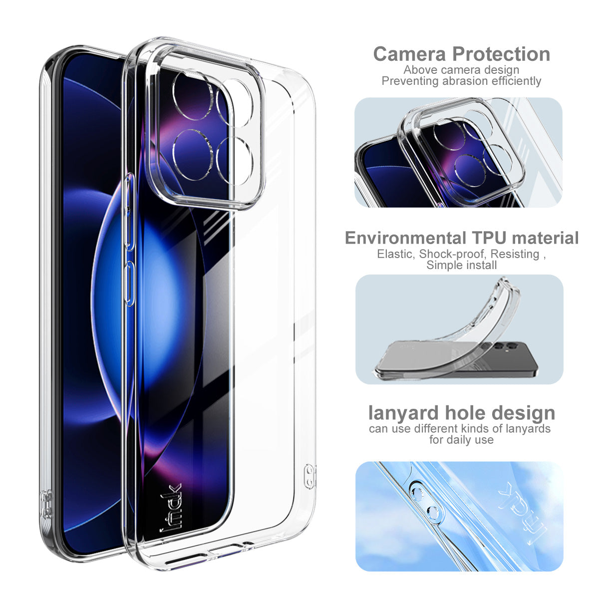 IMAK för Xiaomi 17 Max UX-5-serien genomskinligt mobilskal mjukt TPU-skyddande mobilskal - transparent