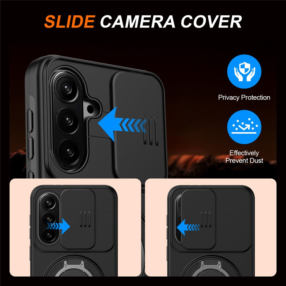 Til Samsung Galaxy S26 FE Magnetisk Cover Ring Kickstand Skyde Kamera Cover TPU PC Hybrid Telefoncover