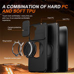 For Xiaomi Redmi A7 Pro 5G / Redmi A7 Pro 4G (171.56mm) Magnetic Case Ring Kickstand Slide Camera Cover TPU PC Hybrid Phone Shell