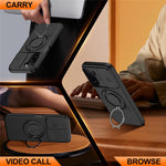 For Xiaomi Redmi A7 Pro 5G / Redmi A7 Pro 4G (171.56mm) Magnetic Case Ring Kickstand Slide Camera Cover TPU PC Hybrid Phone Shell