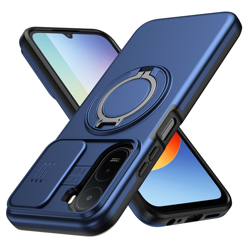 For Xiaomi Redmi A7 Pro 5G / Redmi A7 Pro 4G (171.56mm) Magnetic Case Ring Kickstand Slide Camera Cover TPU PC Hybrid Phone Shell