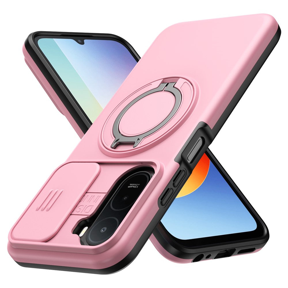 For Xiaomi Redmi A7 Pro 5G / Redmi A7 Pro 4G (171.56mm) Magnetic Case Ring Kickstand Slide Camera Cover TPU PC Hybrid Phone Shell