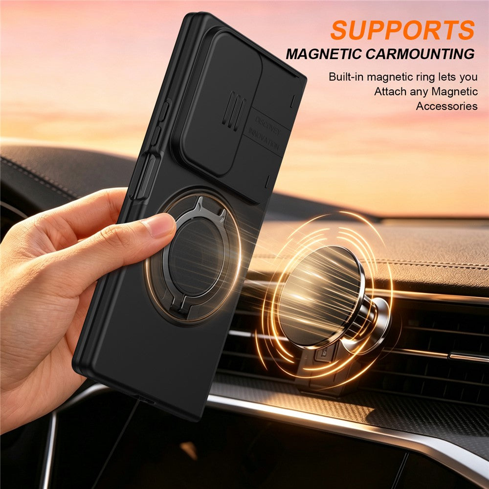 Til Samsung Galaxy Z Fold8 Ultra / Z Fold7 5G Magnetisk Etui Ring Kickstand Skydbart Kamera Cover TPU PC Hybrid Telefoncover