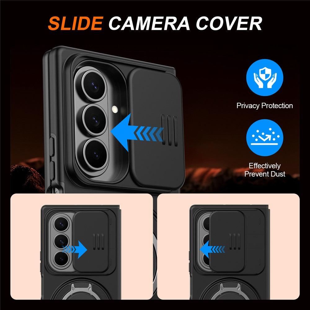 Til Samsung Galaxy Z Fold8 Ultra / Z Fold7 5G Magnetisk Etui Ring Kickstand Skydbart Kamera Cover TPU PC Hybrid Telefoncover