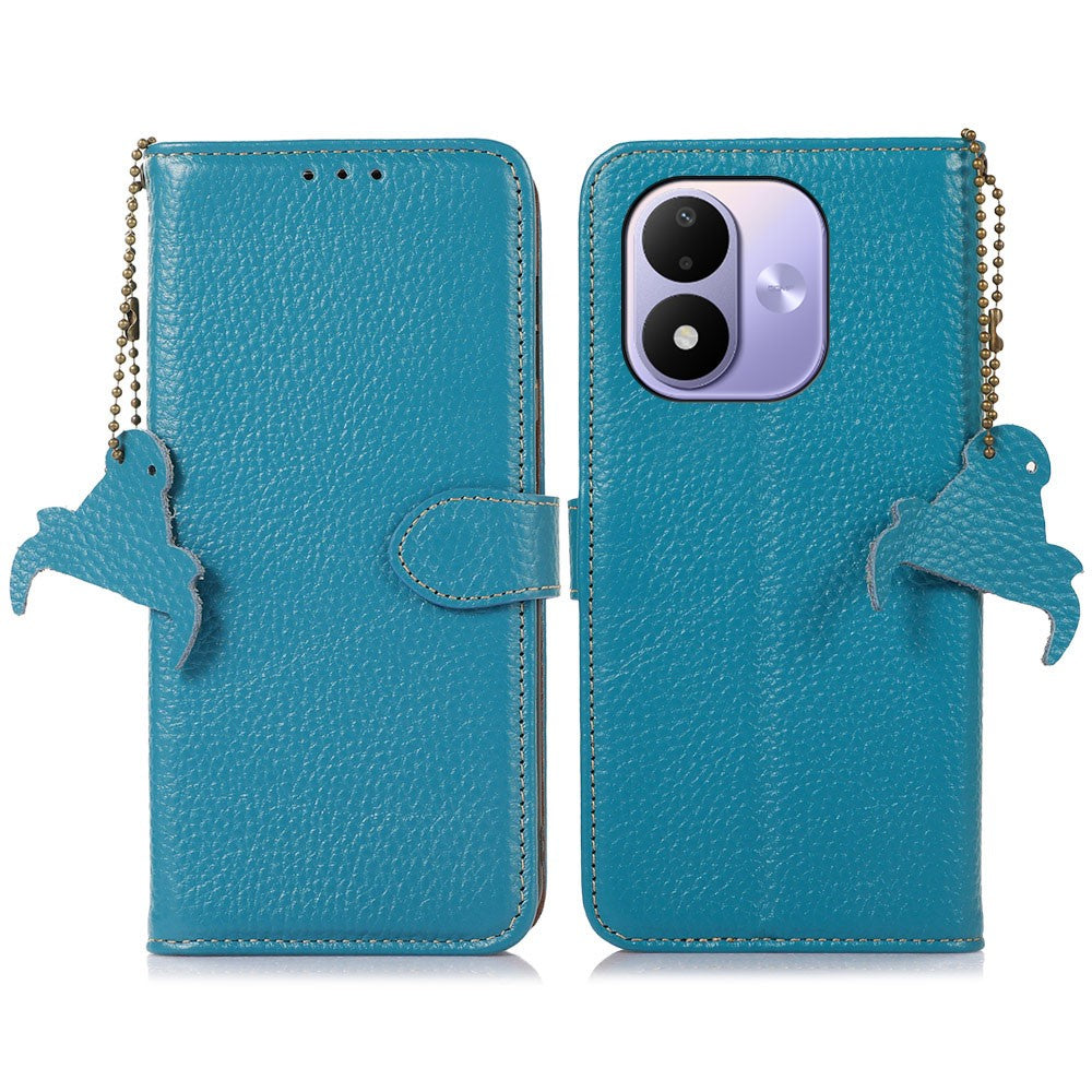 For Xiaomi Redmi Note 17 4G (Global) / Note 17 5G (Global) / Note 17 (India / China) 5G Case RFID Blocking Genuine Cow Leather Phone Cover Litchi Texture