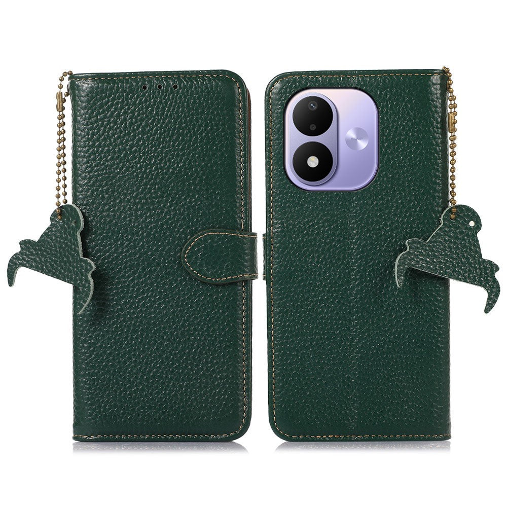 For Xiaomi Redmi Note 17 4G (Global) / Note 17 5G (Global) / Note 17 (India / China) 5G Case RFID Blocking Genuine Cow Leather Phone Cover Litchi Texture