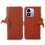 For Xiaomi Redmi Note 17 4G (Global) / Note 17 5G (Global) / Note 17 (India / China) 5G Case RFID Blocking Genuine Cow Leather Phone Cover Litchi Texture