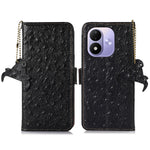 For Xiaomi Redmi Note 17 4G (Global) / Note 17 5G (Global) / Note 17 (India / China) 5G Case RFID Blocking Genuine Cow Leather Phone Case Ostrich Texture