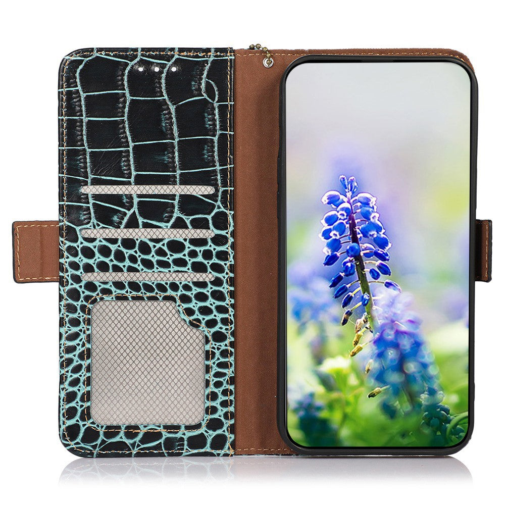 For Xiaomi Redmi Note 17 4G (Global) / Note 17 5G (Global) / Note 17 (India / China) 5G Case RFID Blocking Wallet Crocodile Texture Genuine Cow Leather Phone Cover