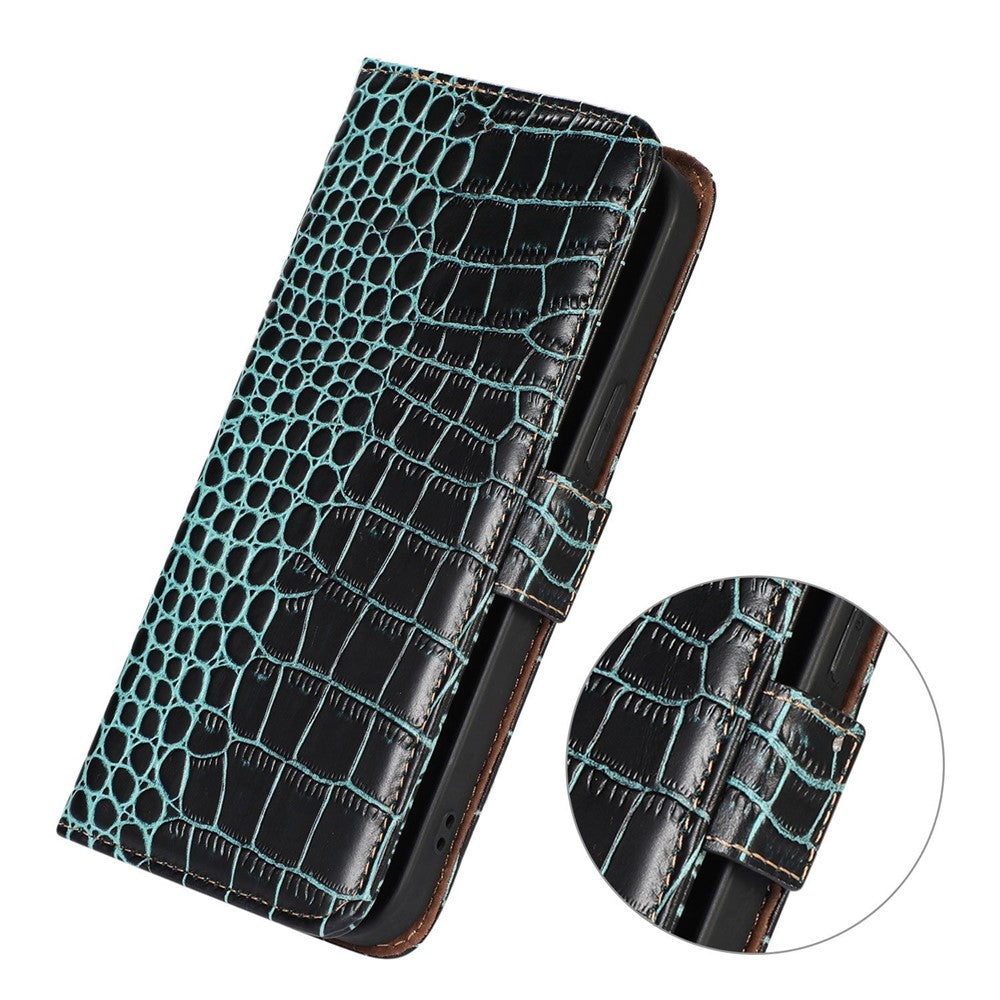 For Xiaomi Redmi Note 17 4G (Global) / Note 17 5G (Global) / Note 17 (India / China) 5G Case RFID Blocking Wallet Crocodile Texture Genuine Cow Leather Phone Cover
