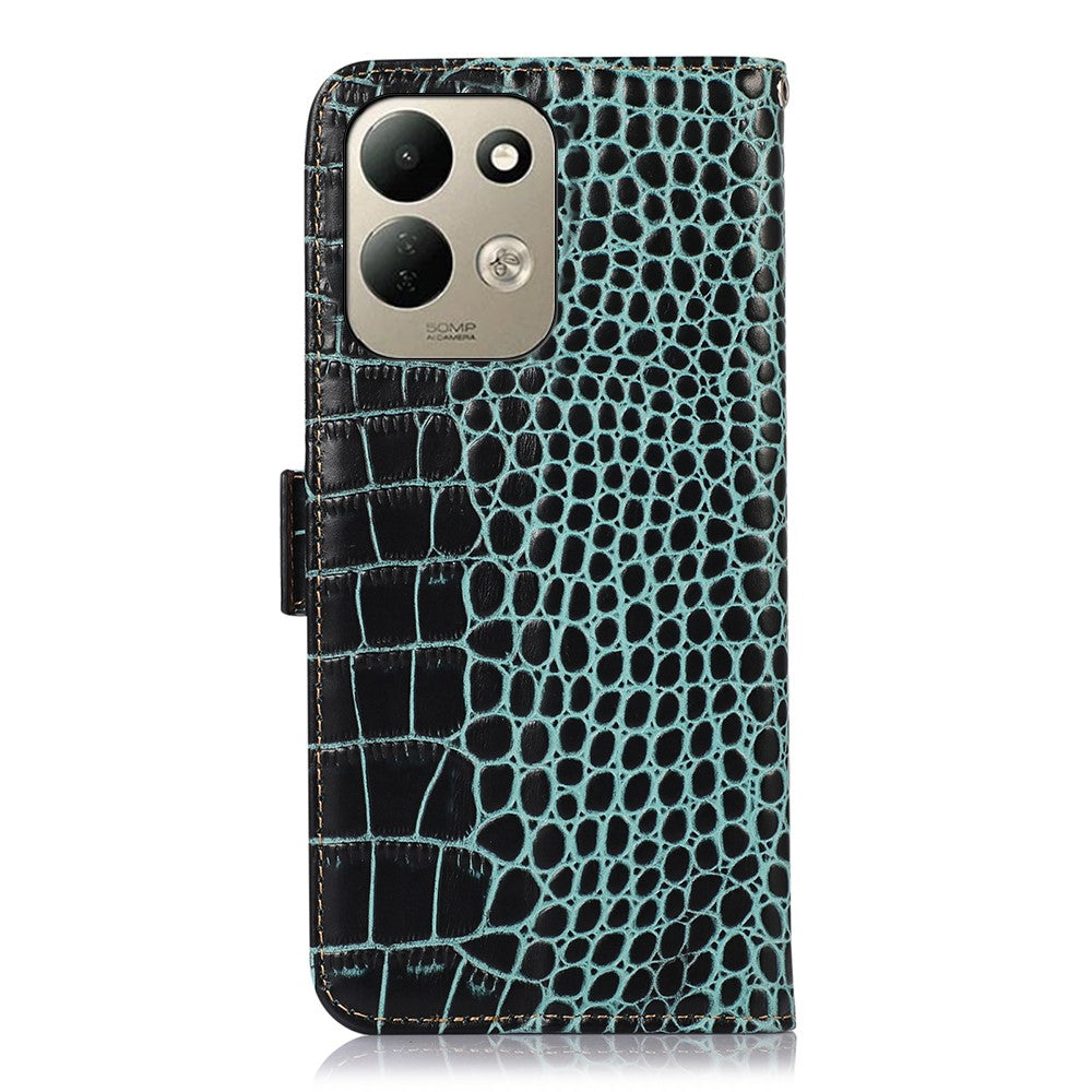 For Xiaomi Redmi Note 17 4G (Global) / Note 17 5G (Global) / Note 17 (India / China) 5G Case RFID Blocking Wallet Crocodile Texture Genuine Cow Leather Phone Cover