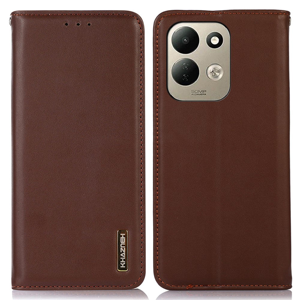 KHAZNEH For Xiaomi Redmi Note 17 4G (Global) / Note 17 5G (Global) / Note 17 (India / China) 5G Case Wallet Genuine Cow Leather Phone Cover Nappa Texture