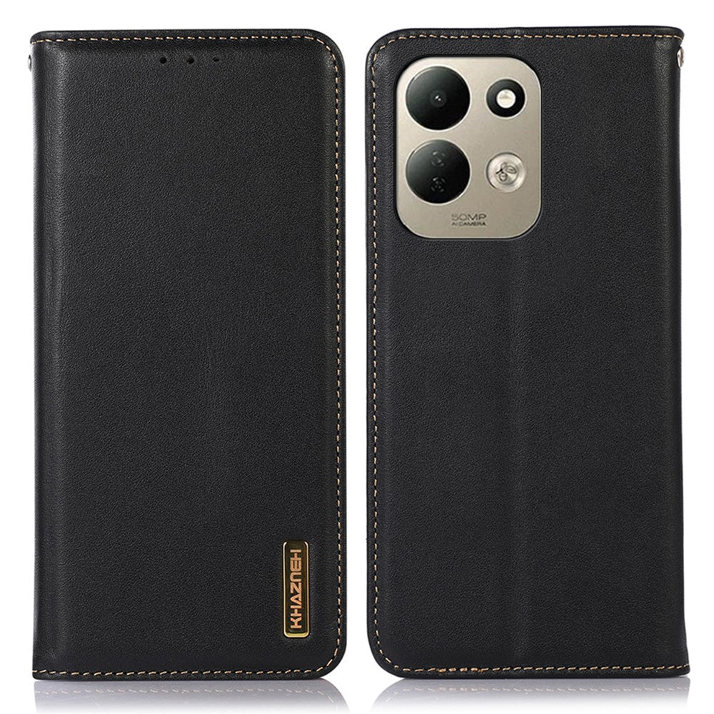 KHAZNEH For Xiaomi Redmi Note 17 4G (Global) / Note 17 5G (Global) / Note 17 (India / China) 5G Case Wallet Genuine Cow Leather Phone Cover Nappa Texture
