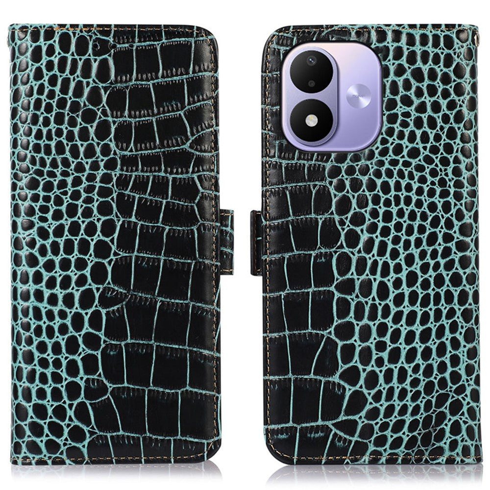 For Xiaomi Redmi 17 5G  /  Redmi 17 4G Case RFID Blocking Wallet Crocodile Texture Genuine Cow Leather Phone Cover