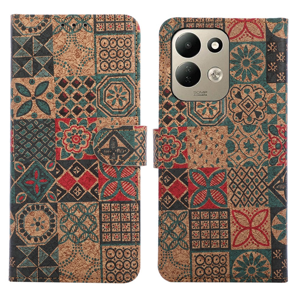Xiaomi Redmi 17 5G / Redmi 17 4G Läderplånboksfodral Bohemiskt TPU PU mobilskal med Stativ