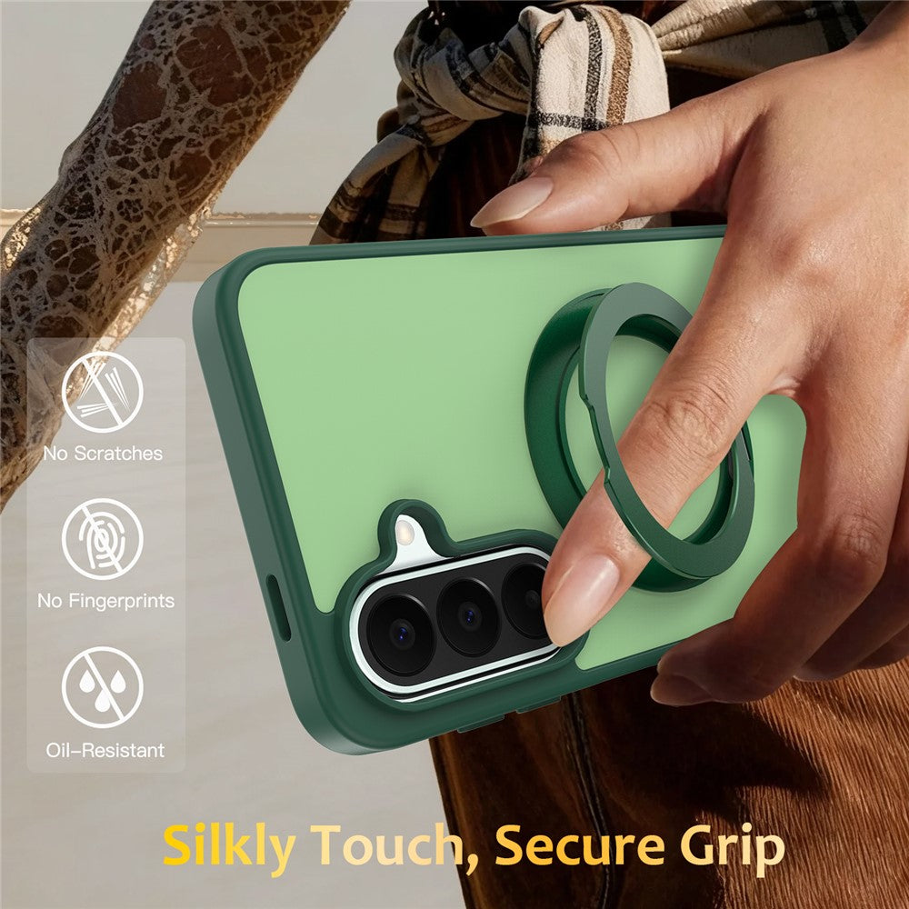 For Samsung Galaxy S25 / 24 Case with Rotating Magnetic Kickstand PC + TPU Skin-Touch Phone Cover