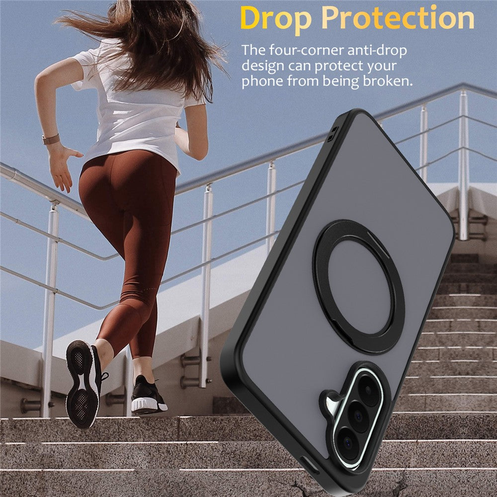 Til Samsung Galaxy S25+ / S24+ etui med roterende magnetisk støtteben PC + TPU Skin-Touch telefoncover