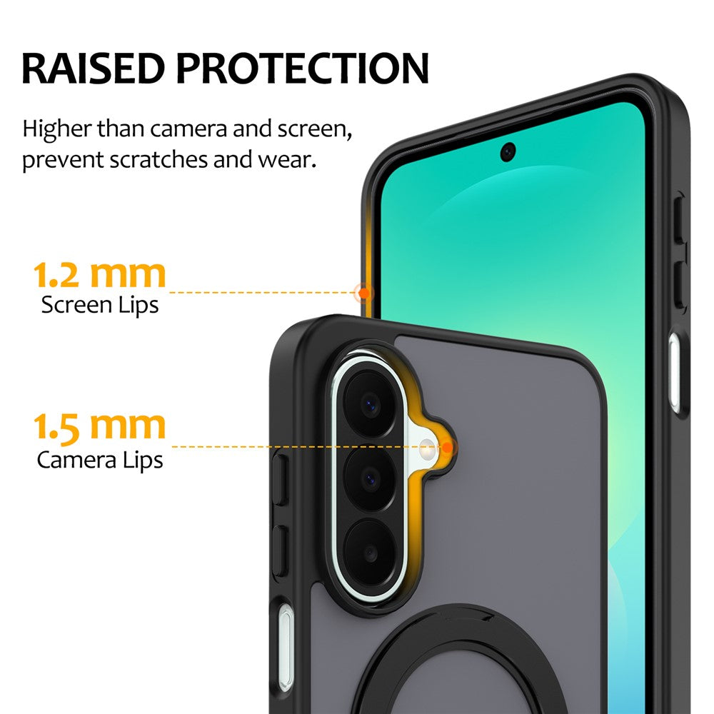 Til Samsung Galaxy S25+ / S24+ etui med roterende magnetisk støtteben PC + TPU Skin-Touch telefoncover