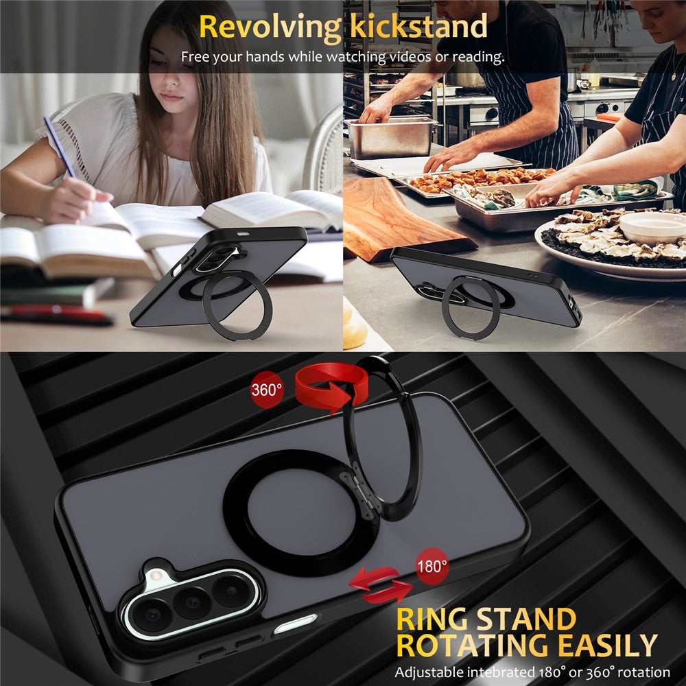 Til Samsung Galaxy S25+ / S24+ etui med roterende magnetisk støtteben PC + TPU Skin-Touch telefoncover