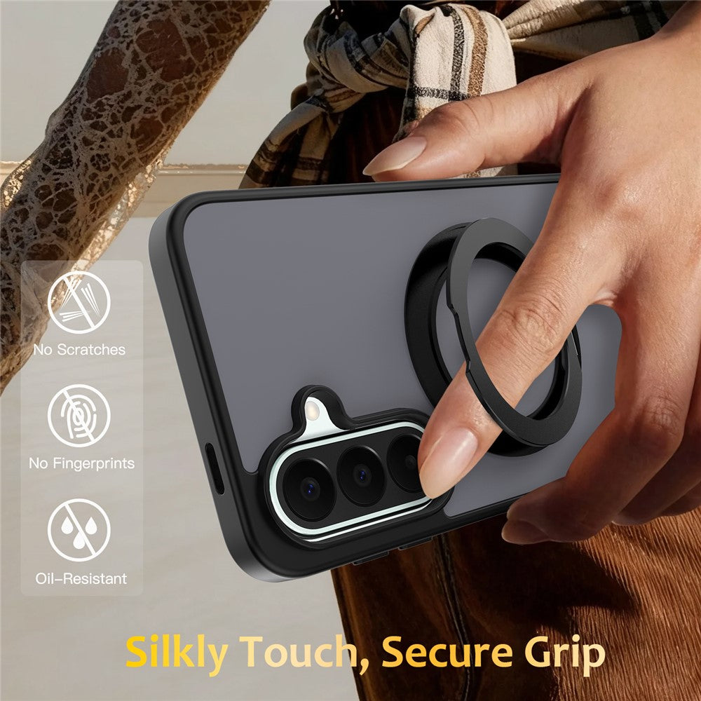 Til Samsung Galaxy S25+ / S24+ etui med roterende magnetisk støtteben PC + TPU Skin-Touch telefoncover
