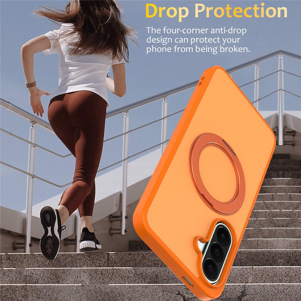 For Samsung Galaxy S26 FE / S25 FE Case with Rotating Magnetic Kickstand PC + TPU Skin-Touch Phone Cover