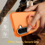 Samsung Galaxy S26 FE / S25 FE-skal med roterande magnetiskt stativ PC + TPU Skin-Touch-mobilskal