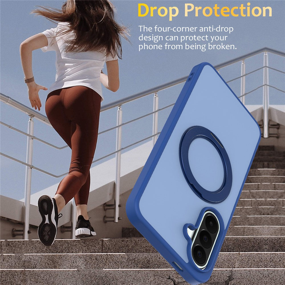 For Samsung Galaxy S26+ Case with Rotating Magnetic Kickstand PC + TPU Skin-Touch Phone Cover