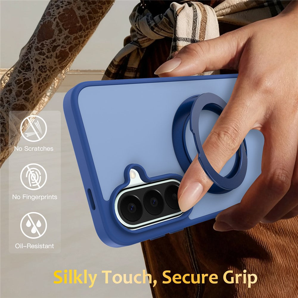 For Samsung Galaxy S26+ Case with Rotating Magnetic Kickstand PC + TPU Skin-Touch Phone Cover