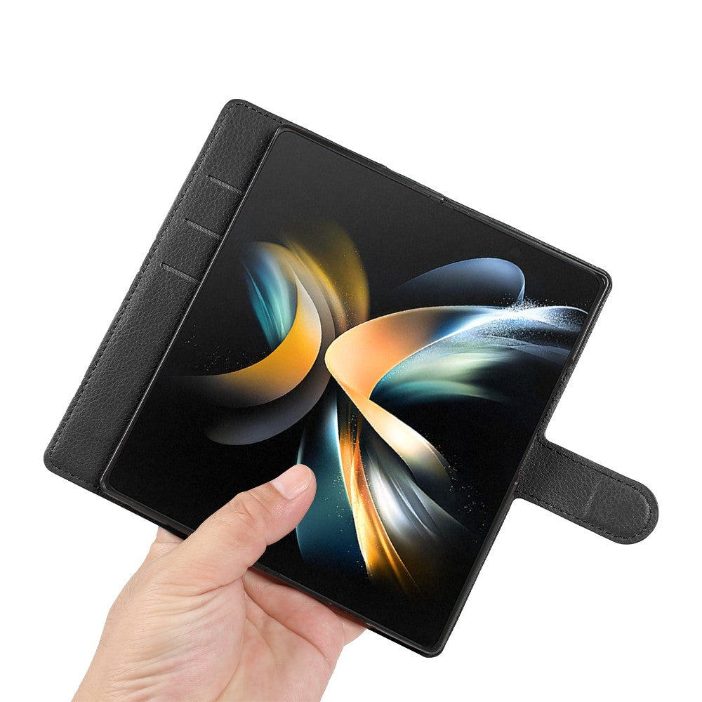 For Samsung Galaxy Z Fold4 5G Case Wallet Stand Litchi Texture Shockproof Leather Phone Cover