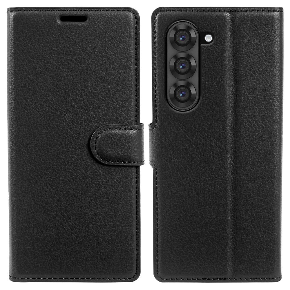 Til Samsung Galaxy Z Fold6 5G Etui Pung Stand Litchi Tekstur Stødsikkert Læder Telefoncover