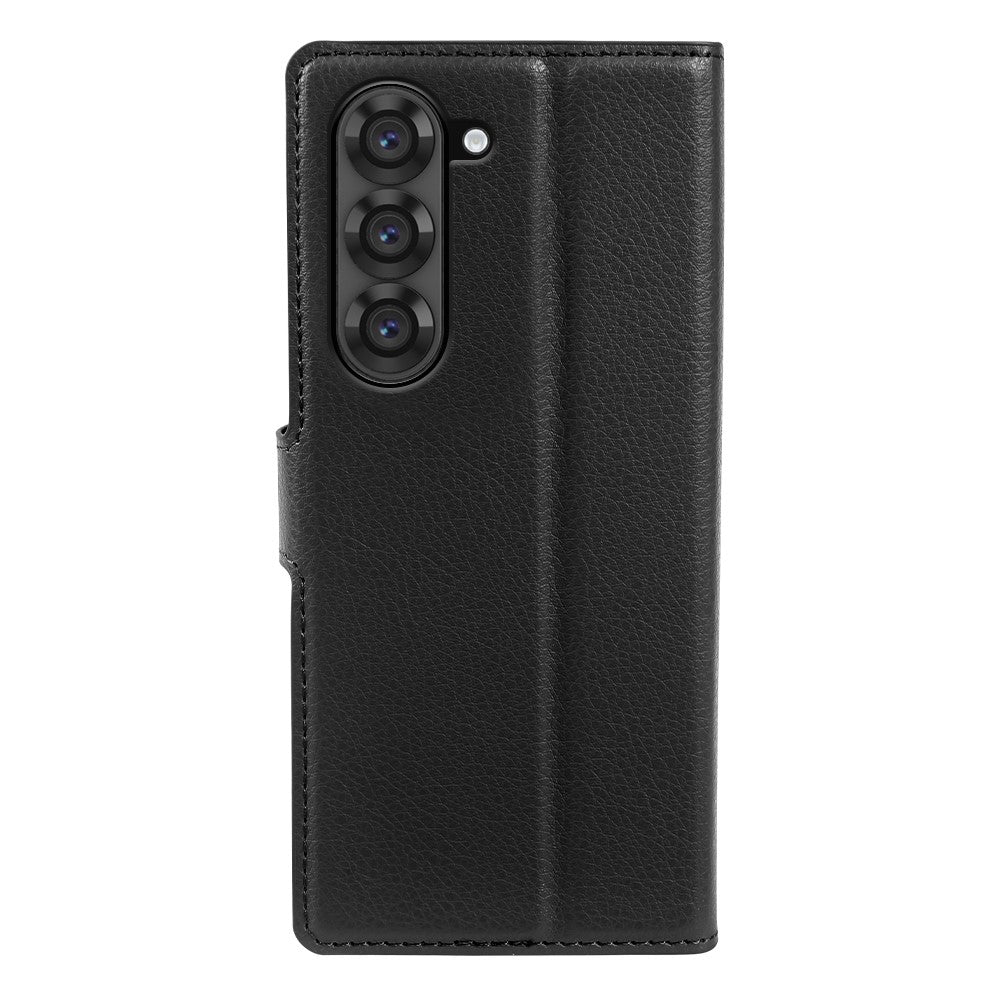 Til Samsung Galaxy Z Fold6 5G Etui Pung Stand Litchi Tekstur Stødsikkert Læder Telefoncover