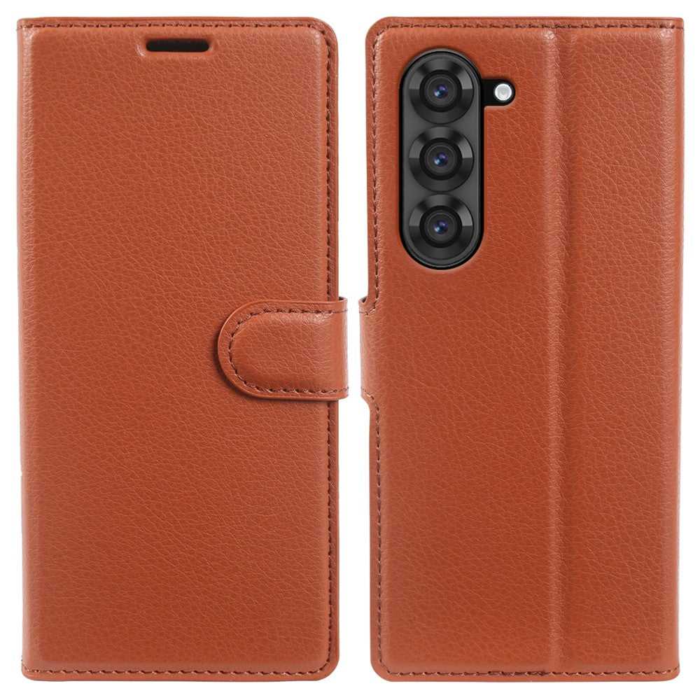 Til Samsung Galaxy Z Fold6 5G Etui Pung Stand Litchi Tekstur Stødsikkert Læder Telefoncover