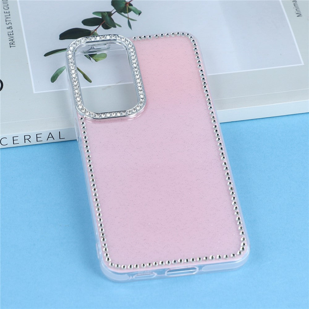 Til Samsung Galaxy S26 FE Cover Rhinestone Edge Glitter Bagside TPU + PC IMD Telefoncover