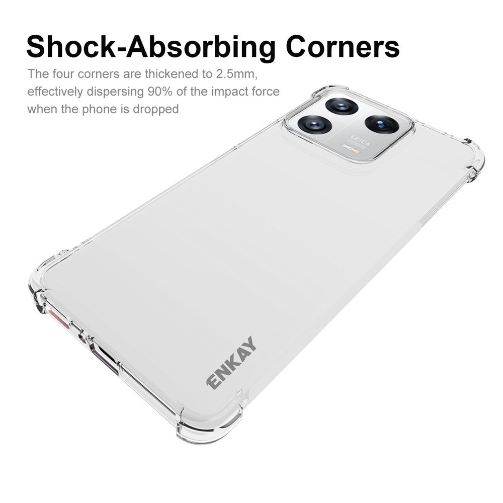 ENKAY HAT PRINCE til Xiaomi 13 Pro 5G, mobilcover i TPU med forstærkede hjørner, stødsikkert, skridsikker stribet kant, gennemsigtigt mobilcover
