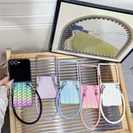 For Samsung Galaxy Z Flip7 5G Case Gradient Woven Texture Leather + PC Phone Cover with Wrist Strap