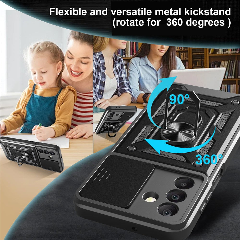 For Samsung Galaxy A18 5G  /  A18 4G  /  A17 5G  /  A17 4G Case with Slide Camera Lid PC + TPU Kickstand Phone Cover