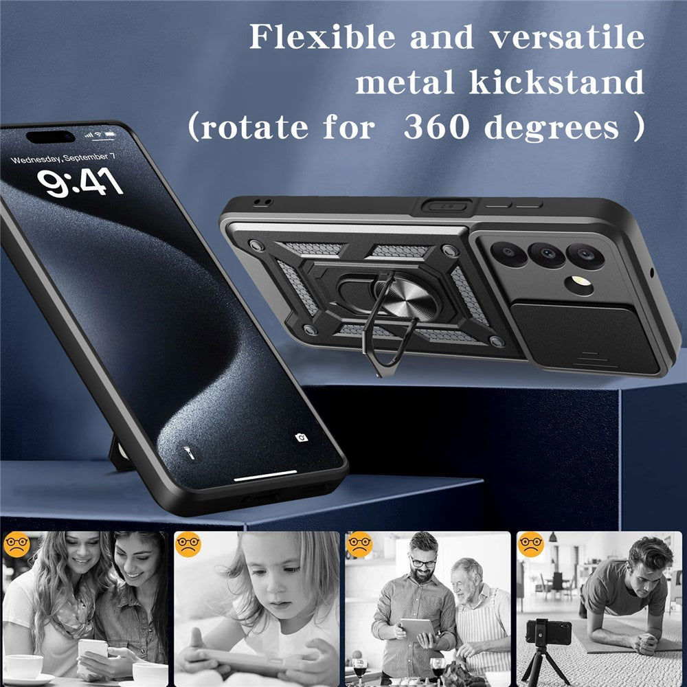 For Samsung Galaxy A18 5G  /  A18 4G  /  A17 5G  /  A17 4G Case with Slide Camera Lid PC + TPU Kickstand Phone Cover