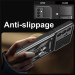 For Samsung Galaxy A18 5G  /  A18 4G  /  A17 5G  /  A17 4G Case with Slide Camera Lid PC + TPU Kickstand Phone Cover