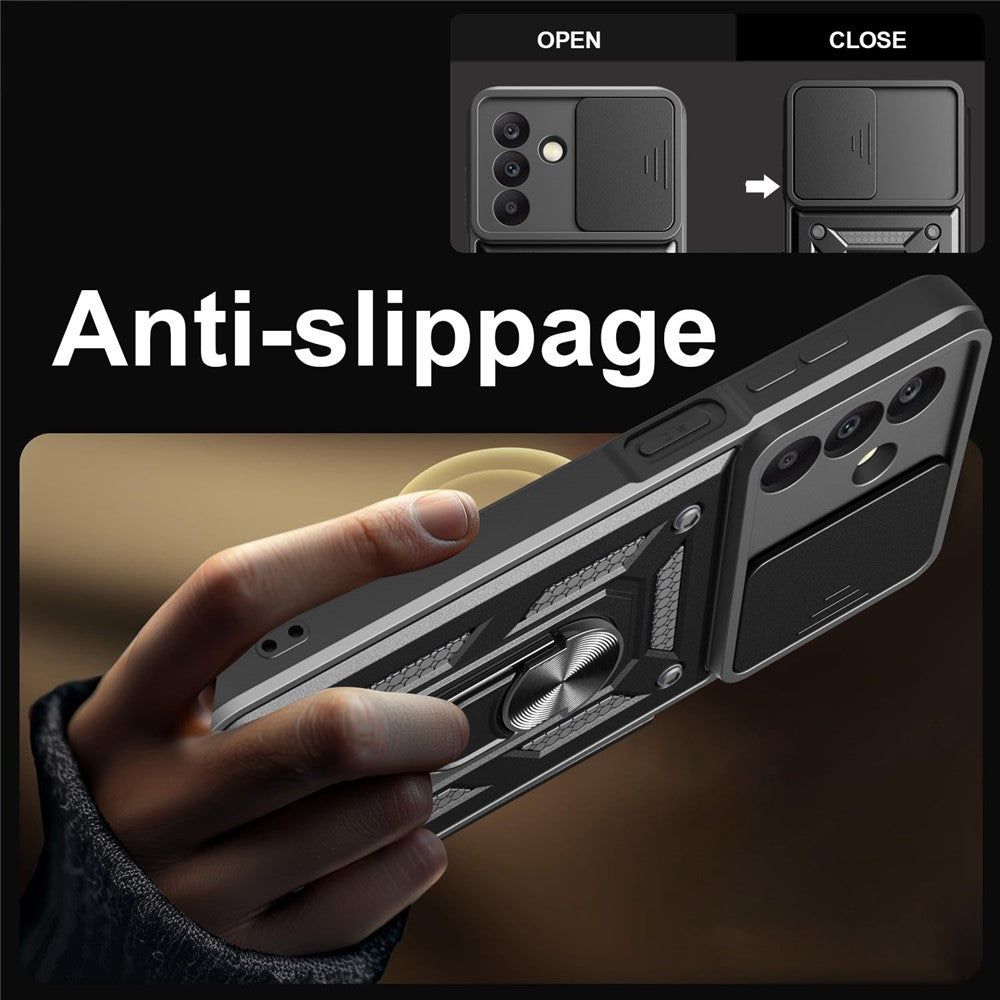 For Samsung Galaxy A18 5G  /  A18 4G  /  A17 5G  /  A17 4G Case with Slide Camera Lid PC + TPU Kickstand Phone Cover