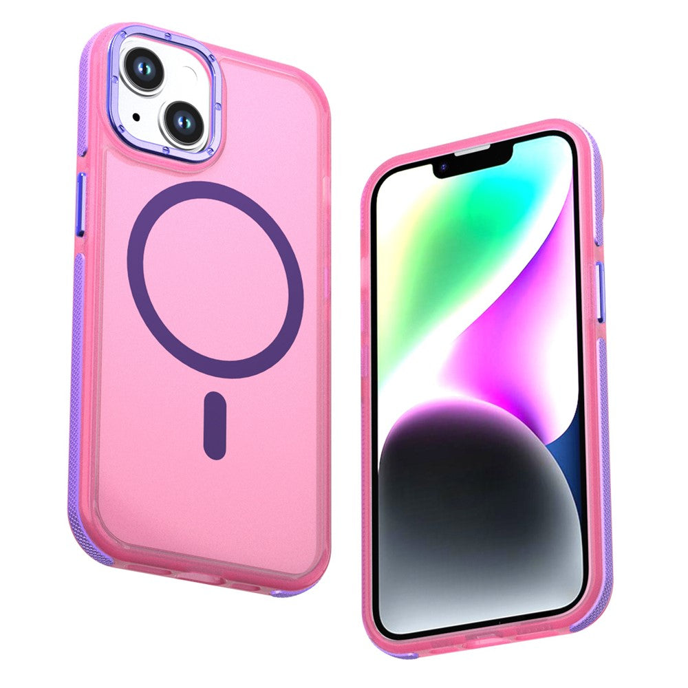 Til iPhone 14 / 13 Magnetisk Cover Farveblokering PC + TPU Anti-fingeraftryk Telefoncover