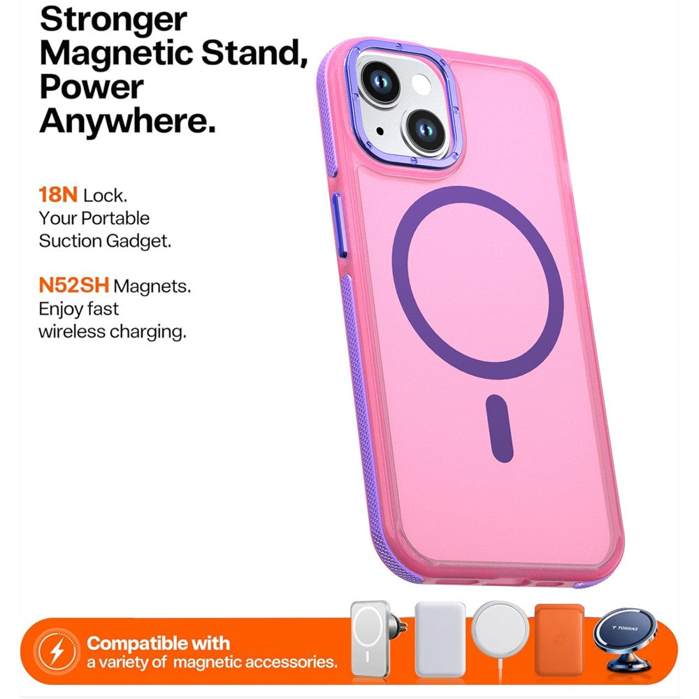 Til iPhone 14 / 13 Magnetisk Cover Farveblokering PC + TPU Anti-fingeraftryk Telefoncover