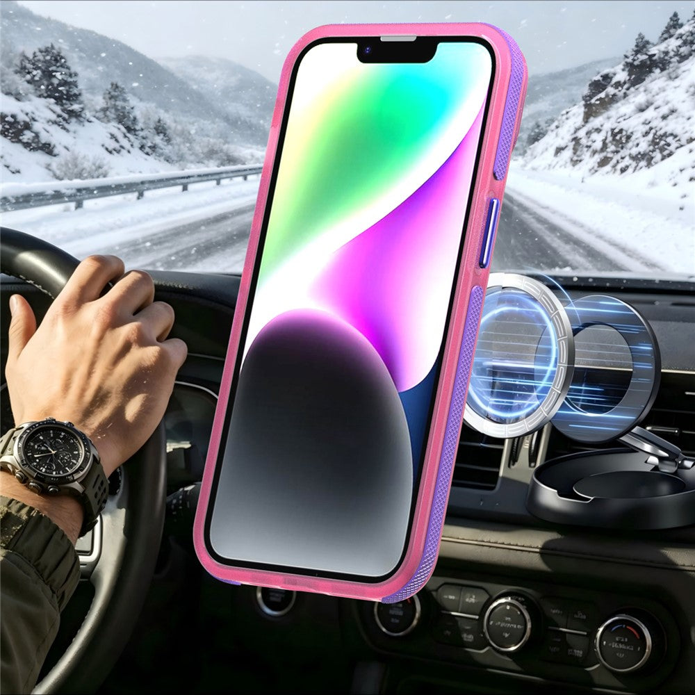 Til iPhone 14 / 13 Magnetisk Cover Farveblokering PC + TPU Anti-fingeraftryk Telefoncover