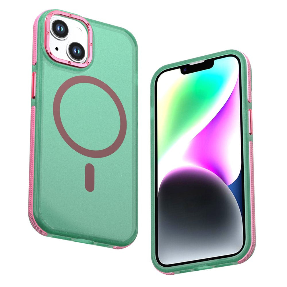 Til iPhone 14 / 13 Magnetisk Cover Farveblokering PC + TPU Anti-fingeraftryk Telefoncover