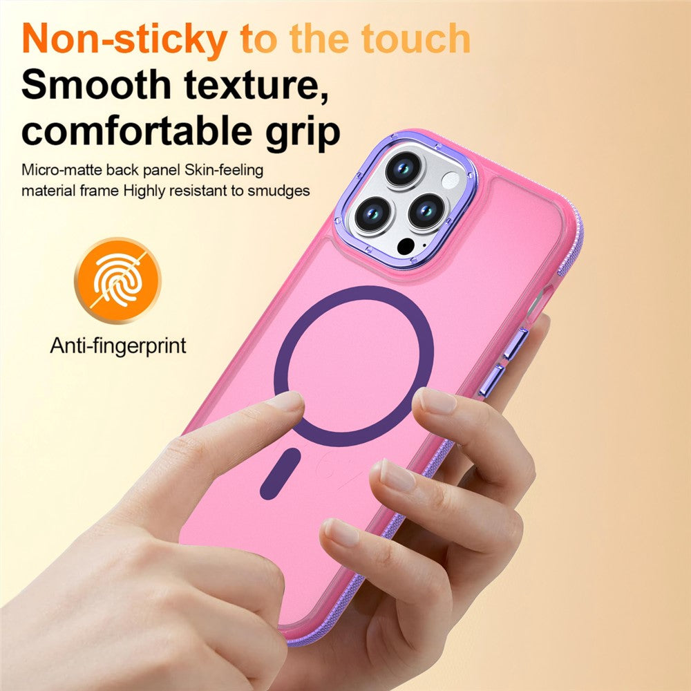 For iPhone 13 Pro Magnetic Case Color Blocking PC + TPU Anti-Fingerprint Phone Cover