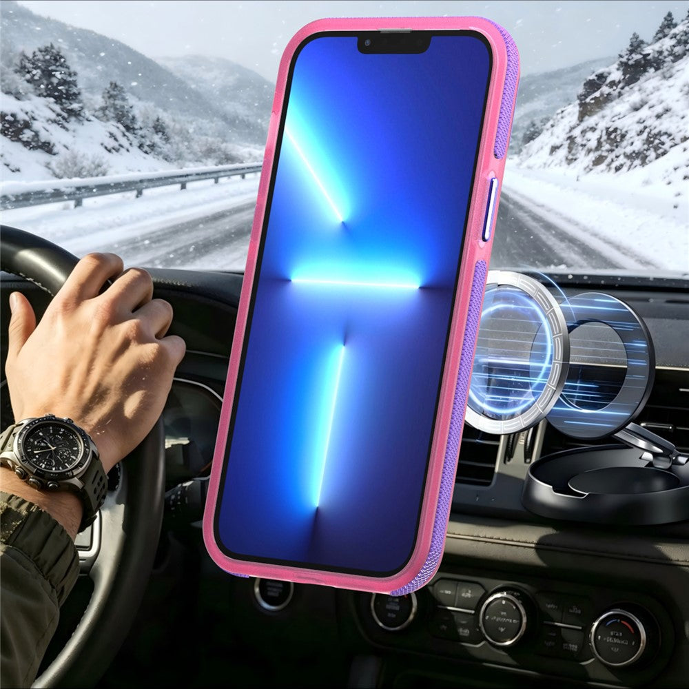 For iPhone 13 Pro Magnetic Case Color Blocking PC + TPU Anti-Fingerprint Phone Cover