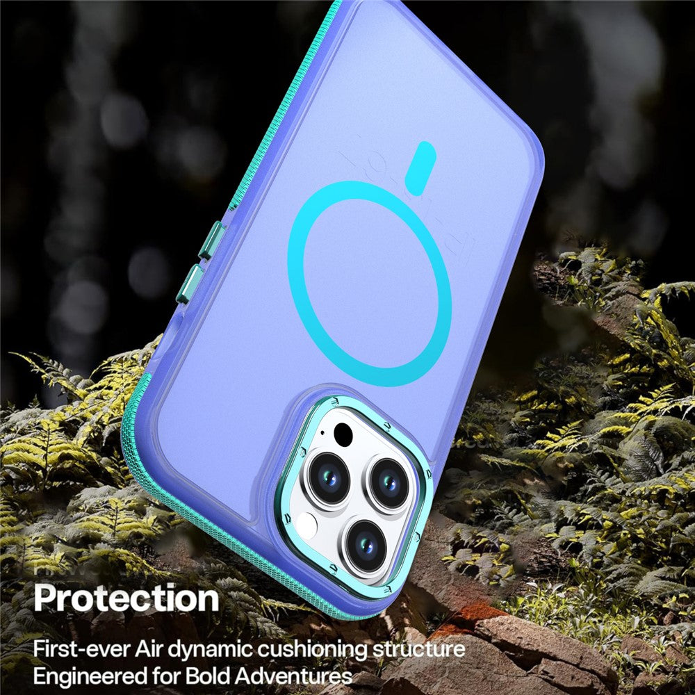 For iPhone 13 Pro Max Magnetic Case Color Blocking PC + TPU Anti-Fingerprint Phone Cover