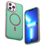 For iPhone 13 Pro Max Magnetic Case Color Blocking PC + TPU Anti-Fingerprint Phone Cover