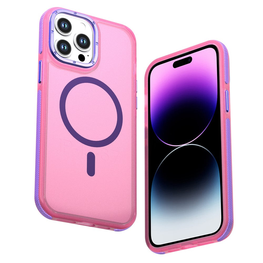 Til iPhone 14 Pro Magnetisk Etui Farveblokering PC + TPU Anti-Fingeraftryk Telefoncover