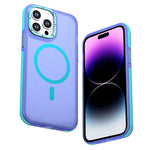 For iPhone 14 Pro Max Magnetic Case Color Blocking PC + TPU Anti-Fingerprint Phone Cover