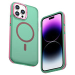 For iPhone 14 Pro Max Magnetic Case Color Blocking PC + TPU Anti-Fingerprint Phone Cover